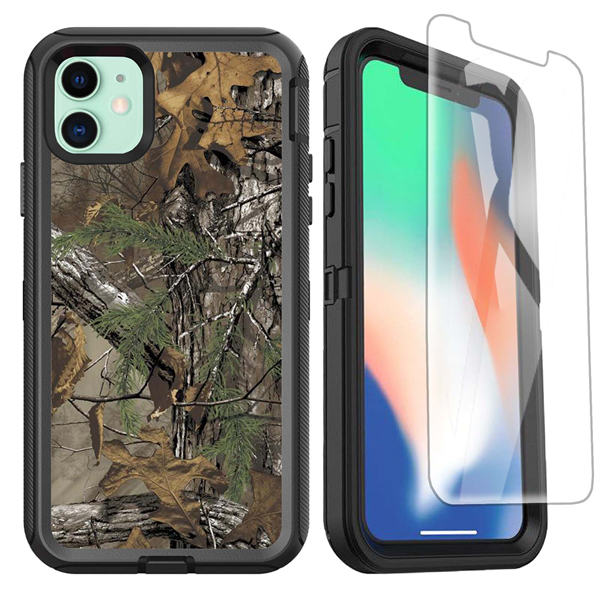 OTTARTAKS iPhone 11 Case for Men Boys Camo Design, iPhone 11 Case with Screen Protector, Shockproof 3-Layer Full Body Rugged Heavy Duty Protective Case for iPhone 11 6.1inch, Camouflage Realtree