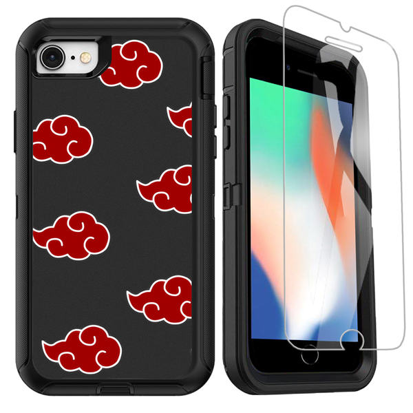 OTTARTAKS iPhone SE 2020 Case with Screen Protector, Anime iPhone 7 8 Case for Boys Men Cool Design, Full Body Heavy Duty Shockproof Protective Case for iPhone SE 2nd/7/8/6/6s, Red Cloud