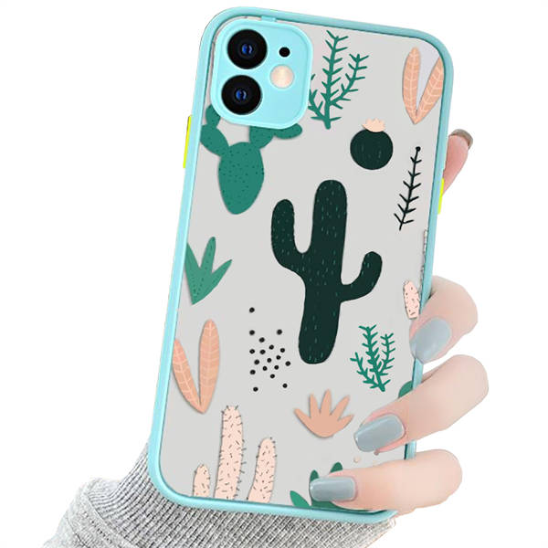 OTTARTAKS iPhone 12 Case Clear Cactus Pattern, Cute Green iPhone 12 Case for Girls Women 3D Design, Shockproof PC Back and Soft TPU Bumper Protective Slim Fit Case for iPhone 12 6.1inch