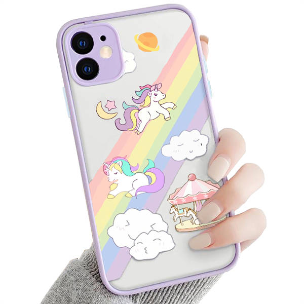 OTTARTAKS iPhone 11 Case Clear Unicorn Design, Cute iPhone 11 Case for Girls Woman 3D Cartoon, Slim Fit Shockproof PC Back and Soft TPU Bumper Protective Case for iPhone 11 6.1inch, Purple