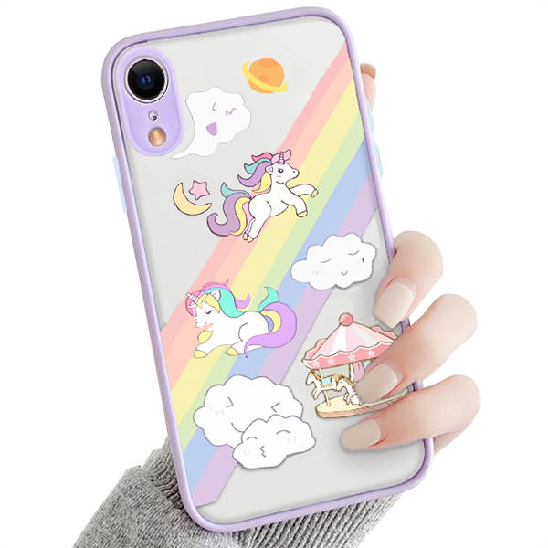 OTTARTAKS iPhone XR Case Clear Design, Cute Unicorn iPhoneXR Case for Girls Women 3D Cartoon, Slim Fit Shockproof PC Back and Soft TPU Bumper Protective Case for iPhone XR 6.1inch, Purple

